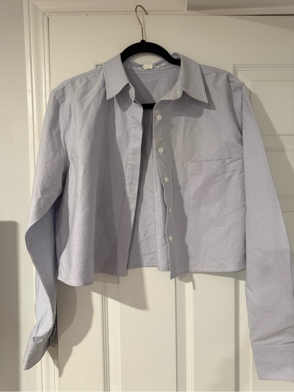 Good American Light Blue Women’s Cropped Button-Down Shirt